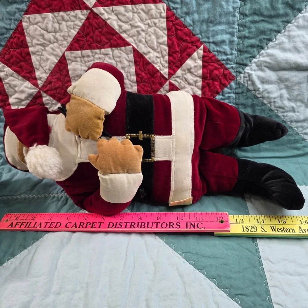 Vintage 70s Favorite Things Inc Santa Claus Plush Stuffed Toy Sack Red Velvet